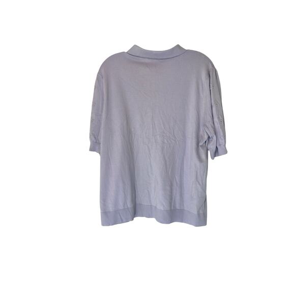 Loft Sweater Shirt Purple Button Front 3D Knit Soft Short‎ Sleeve Work Size XL - Picture 10 of 13